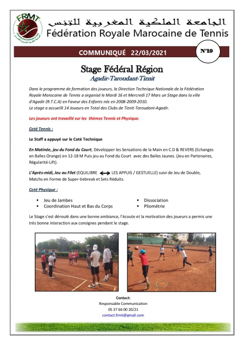 COMMUNIQUE Stage Fédéral Région AGADIR N° 19-page-001