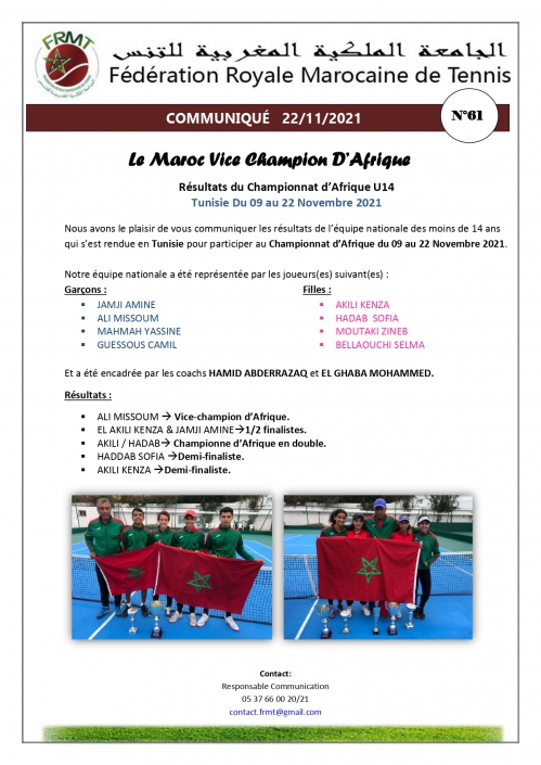 COMMUNIQUE RESULTATS CHAMPIONNAT D’AFRIQU U 14 N°61_page-0001 (1)