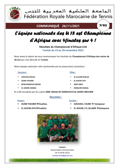 COMMUNIQUE RESULTATS CHAMPIONNAT D’AFRIQUE U 18 N°62_page-0001