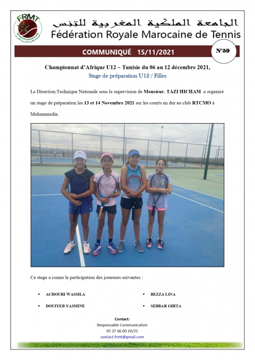 COMMUNIQUE STAGE DE PREPARATION U 12 FILLES N°59_page-0001
