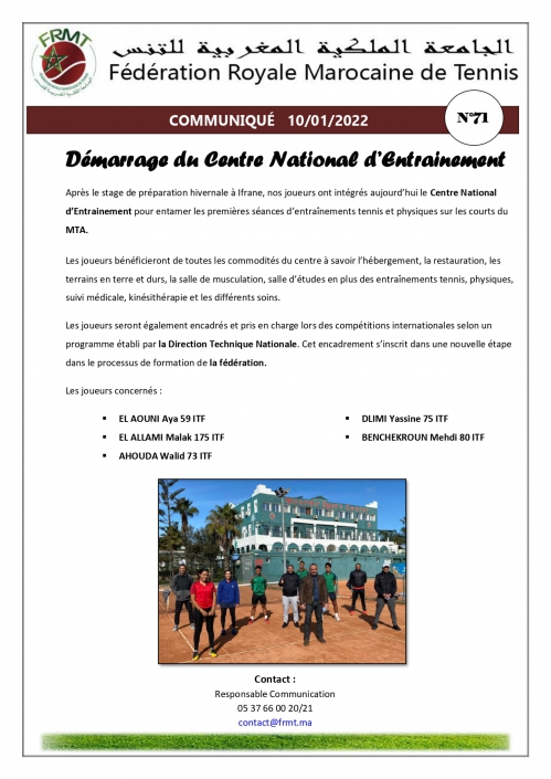 COMMUNIQUE DEMARRAGE DU CENTRE NATIONAL D’ENTRAINEMENT N°71.docx_page-0001