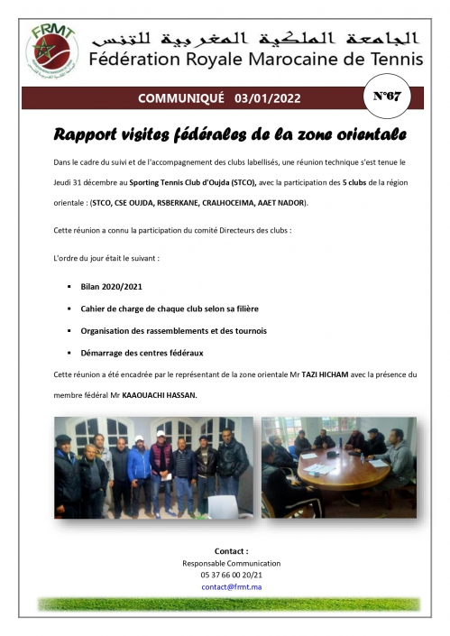 COMMUNIQUE RAPPORT visites federales zone orientale N°67_page-0001