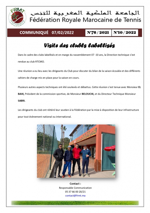 COMMUNIQUE RAPPORT VISITES CLUBS LABELLISES N°10-2022_page-0001 (1)
