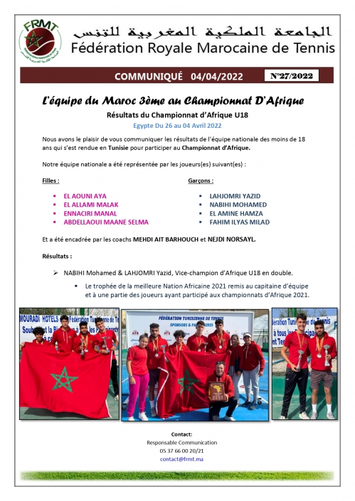 COMMUNIQUE-RESULTATS-CHAMPIONNAT-DAFRIQUE-U18-N°-27_page-0001